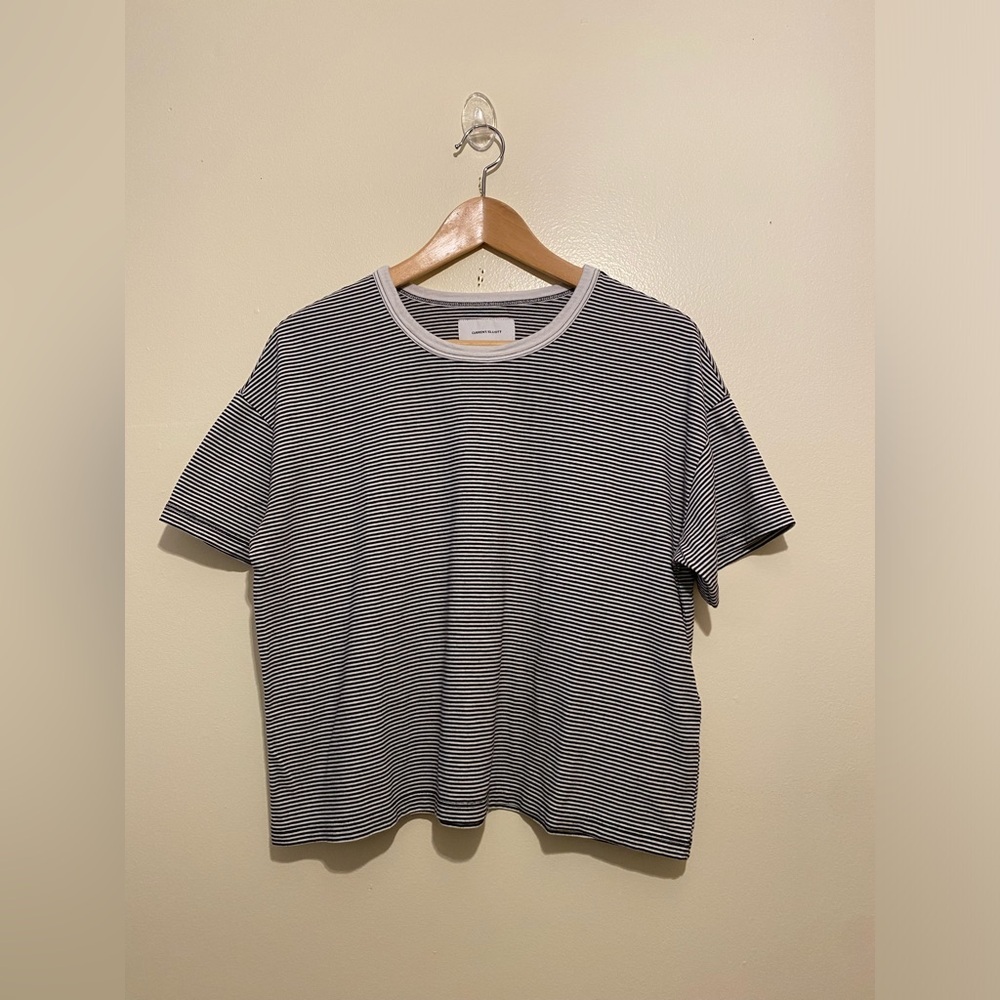 Current/Elliott Black and White Striped Tee. Size 0